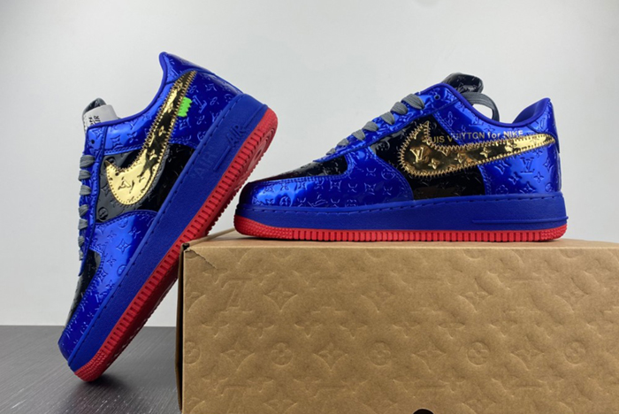 L**is v x nike air force lv black/blue/gold