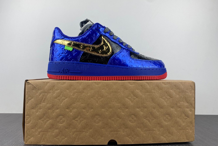 L**is v x nike air force lv black/blue/gold